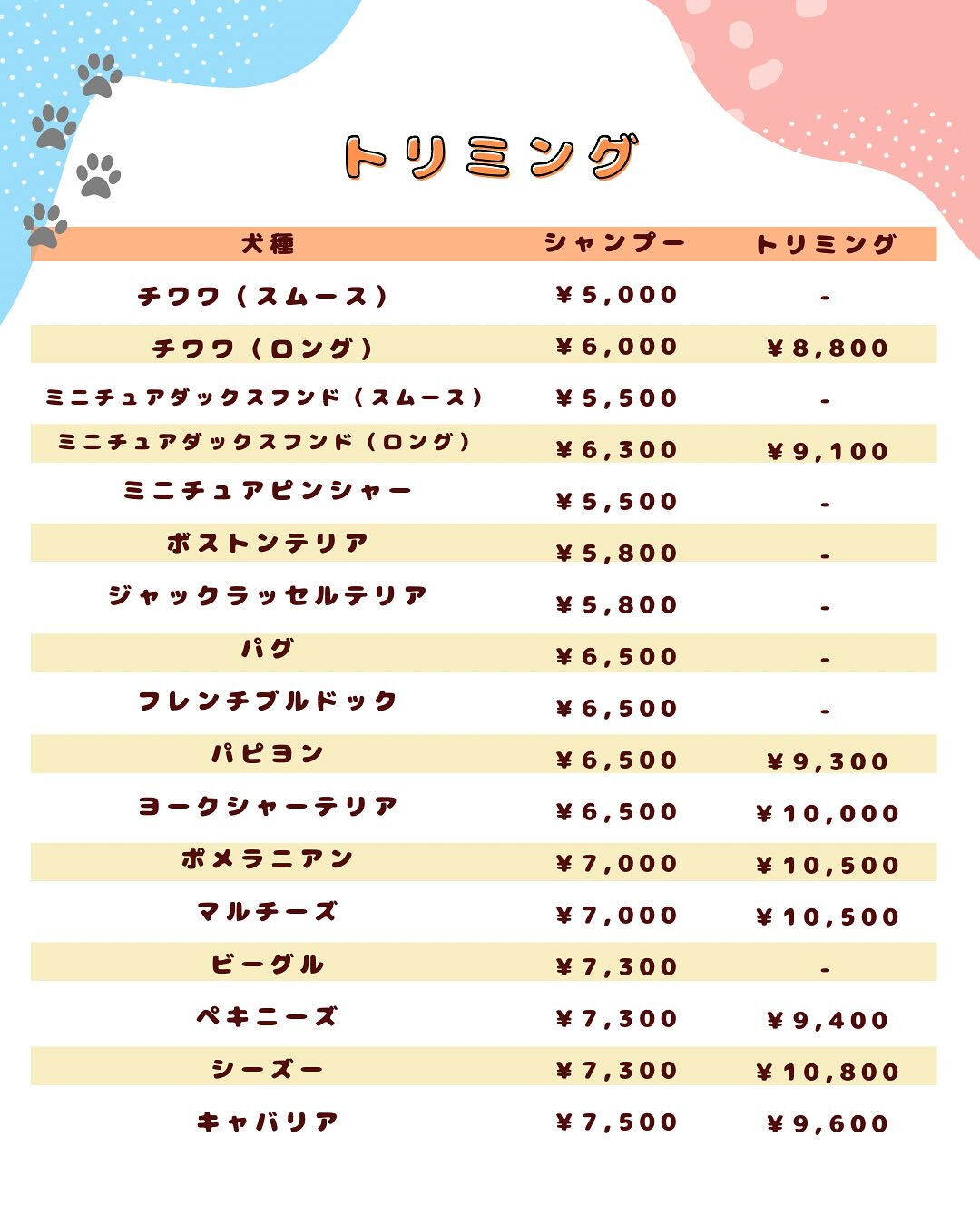 犬の幼稚園 ルリアンの料金プランのご紹介です🐶